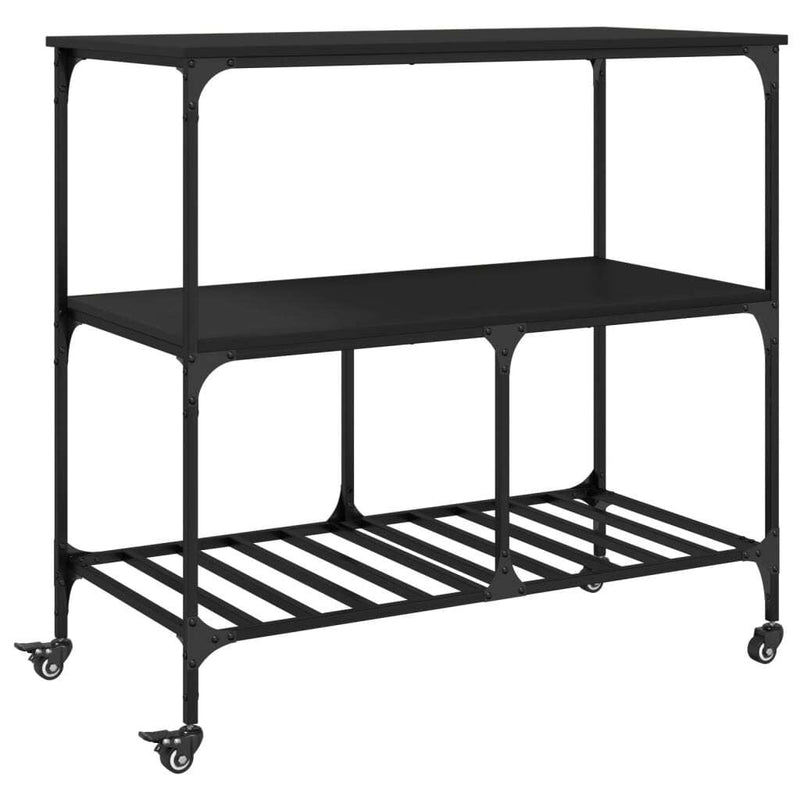 Kitchen Trolley Black 100x50x95 cm Engineered Wood