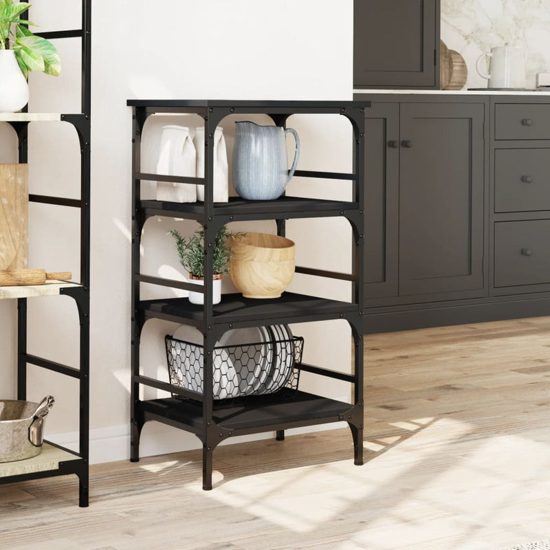 Kitchen Trolley Black 45x35x89.5 cm Engineered Wood