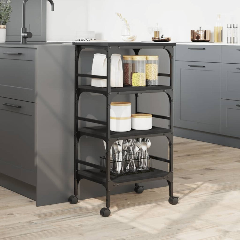 Kitchen Trolley Black 45x35x89.5 cm Engineered Wood