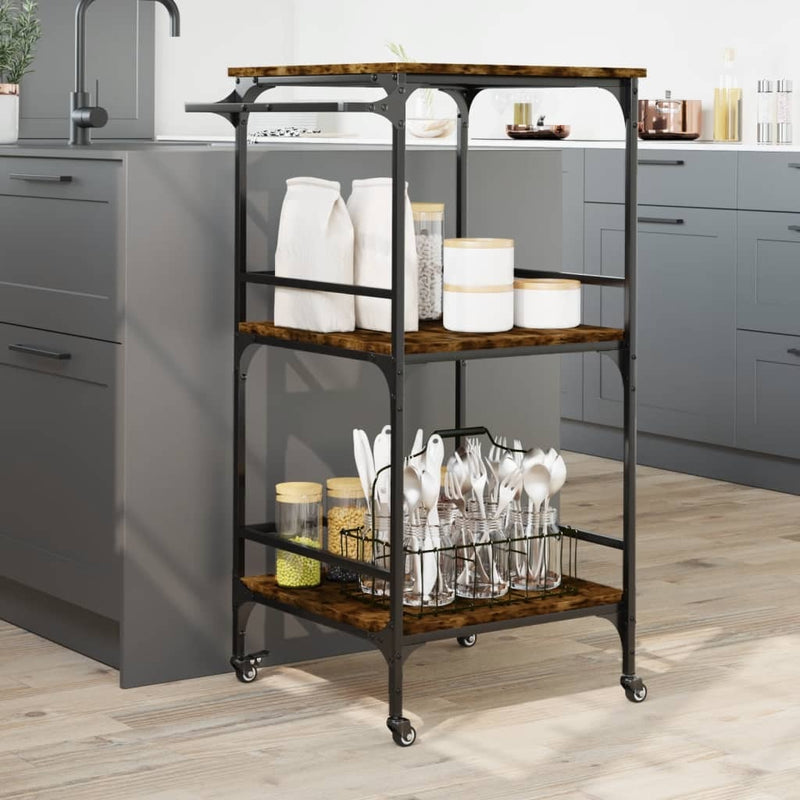 Kitchen Trolley Smoked Oak 60.5x50x105 cm Engineered Wood