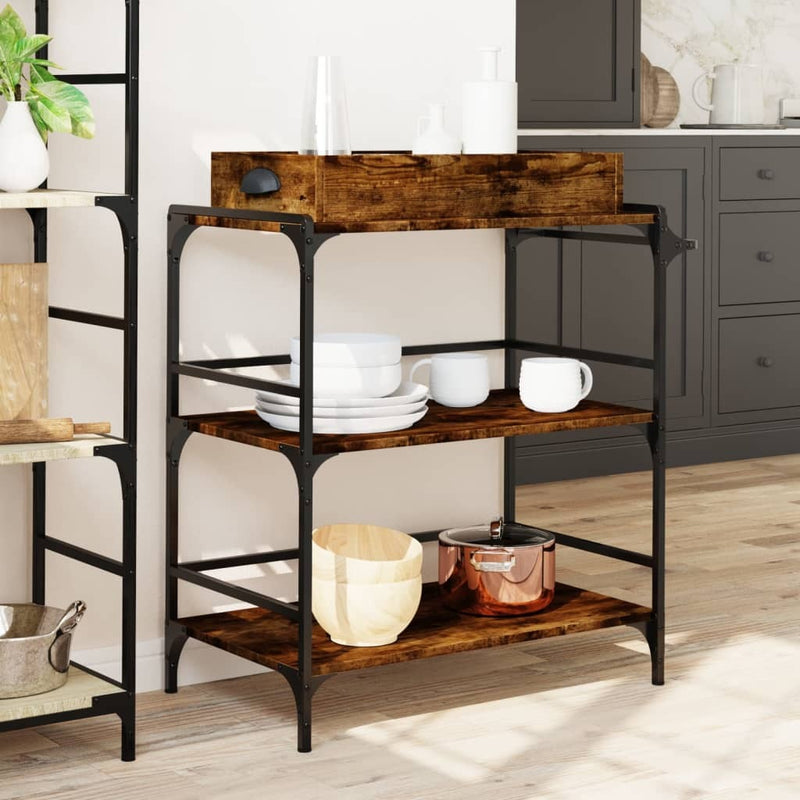 Kitchen Trolley Smoked Oak 81.5x41x92.5 cm Engineered Wood