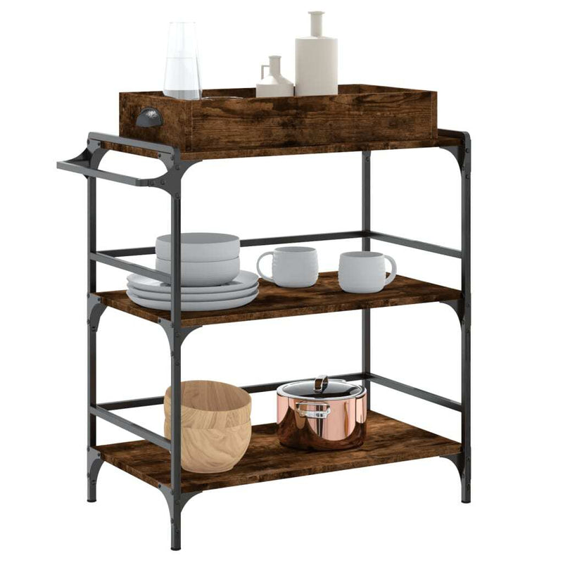 Kitchen Trolley Smoked Oak 81.5x41x92.5 cm Engineered Wood