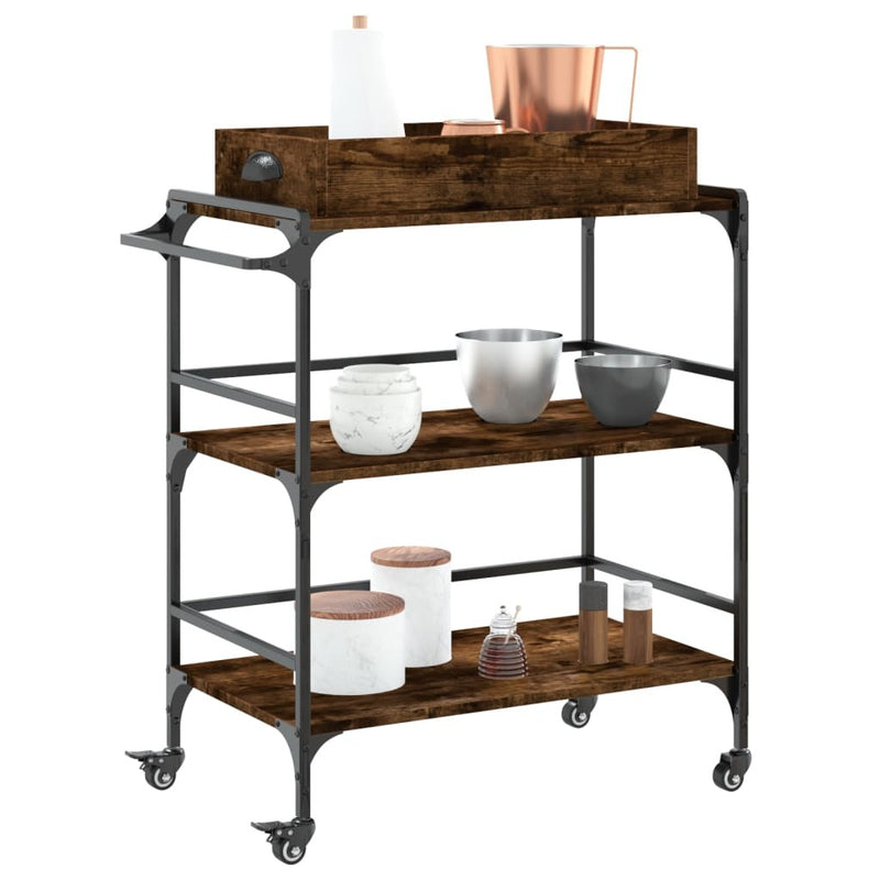 Kitchen Trolley Smoked Oak 81.5x41x92.5 cm Engineered Wood