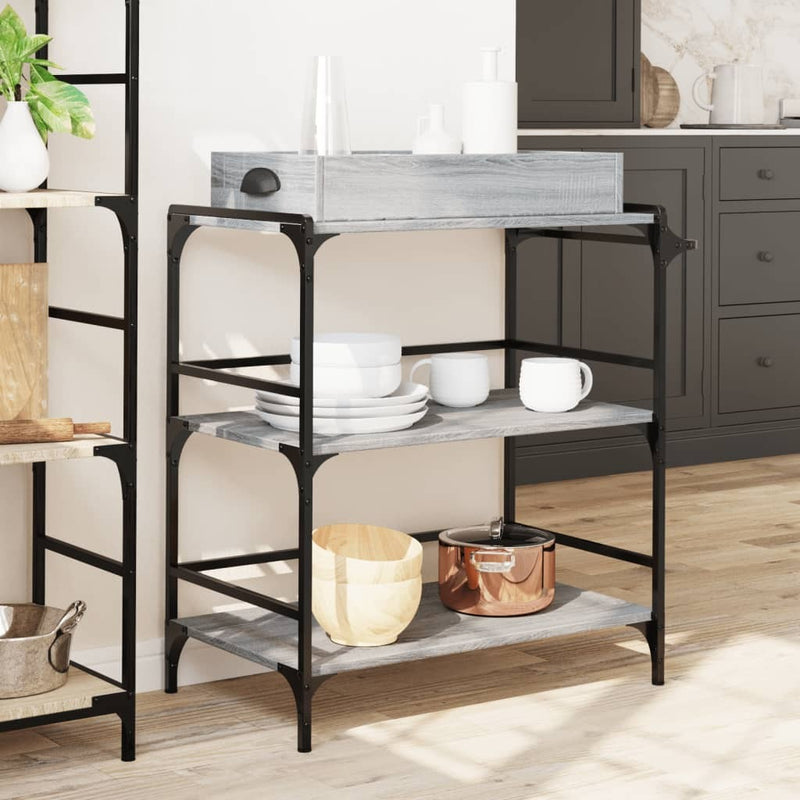 Kitchen Trolley Grey Sonoma 81.5x41x92.5 cm Engineered Wood