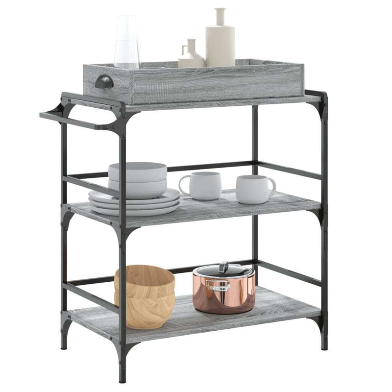 Kitchen Trolley Grey Sonoma 81.5x41x92.5 cm Engineered Wood