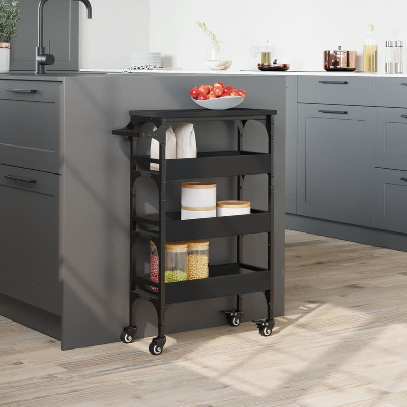 Kitchen Trolley Black 53x20x76 cm Engineered Wood