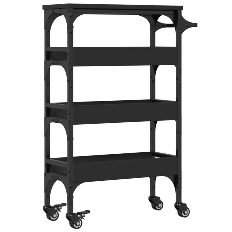 Kitchen Trolley Black 53x20x76 cm Engineered Wood