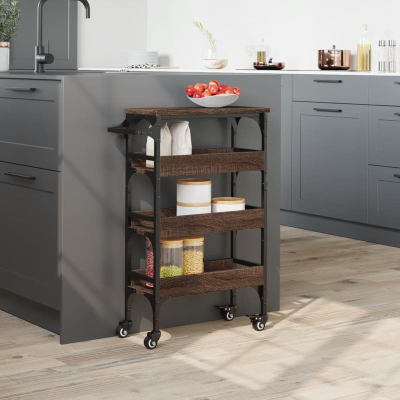 Kitchen Trolley Brown Oak 53x20x76 cm Engineered Wood