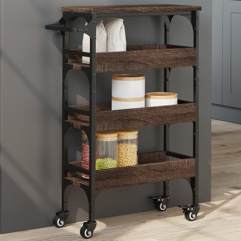 Kitchen Trolley Brown Oak 53x20x76 cm Engineered Wood