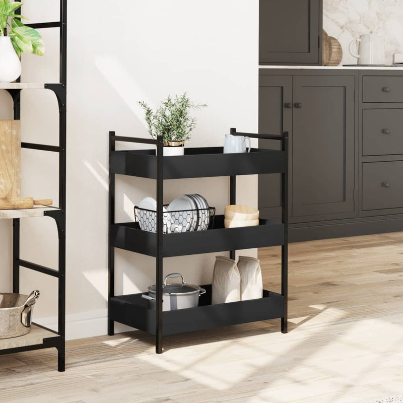 Kitchen Trolley Black 50x30x70 cm Engineered Wood