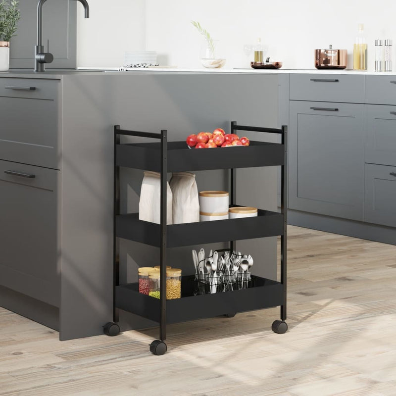 Kitchen Trolley Black 50x30x70 cm Engineered Wood