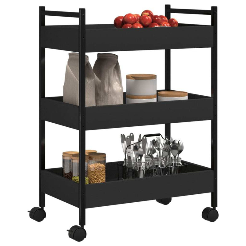 Kitchen Trolley Black 50x30x70 cm Engineered Wood