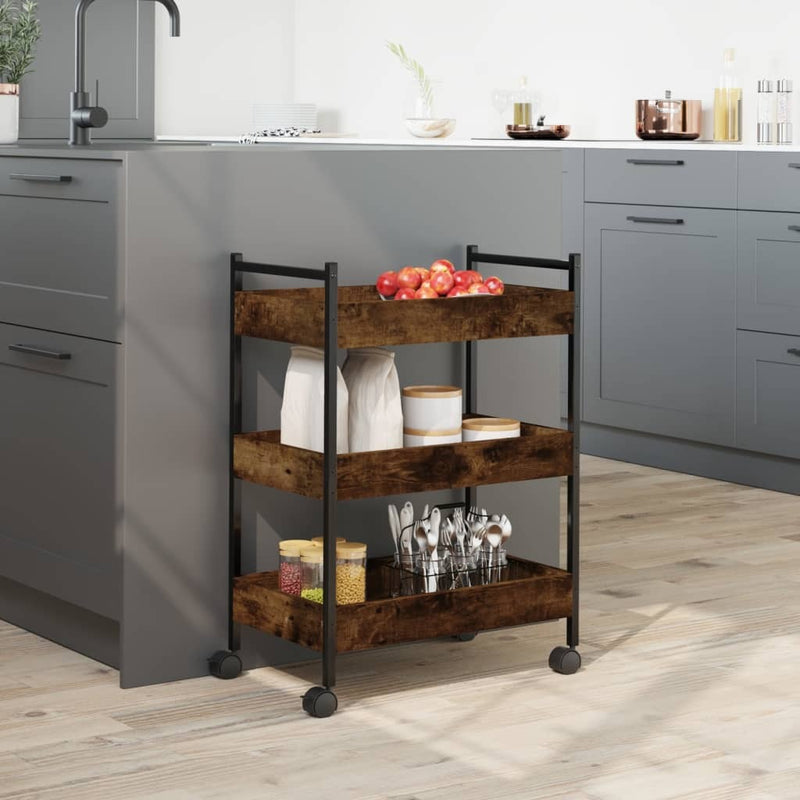 Kitchen Trolley Smoked Oak 50x30x70 cm Engineered Wood