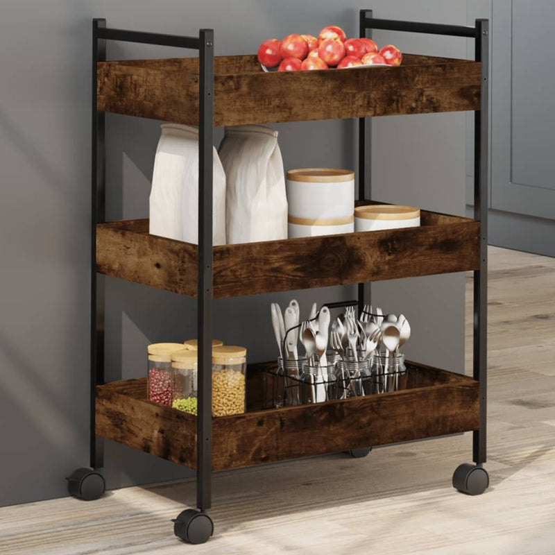 Kitchen Trolley Smoked Oak 50x30x70 cm Engineered Wood