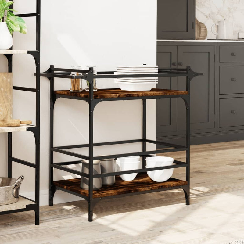 Kitchen Trolley Smoked Oak 82x40x78.5 cm Engineered Wood