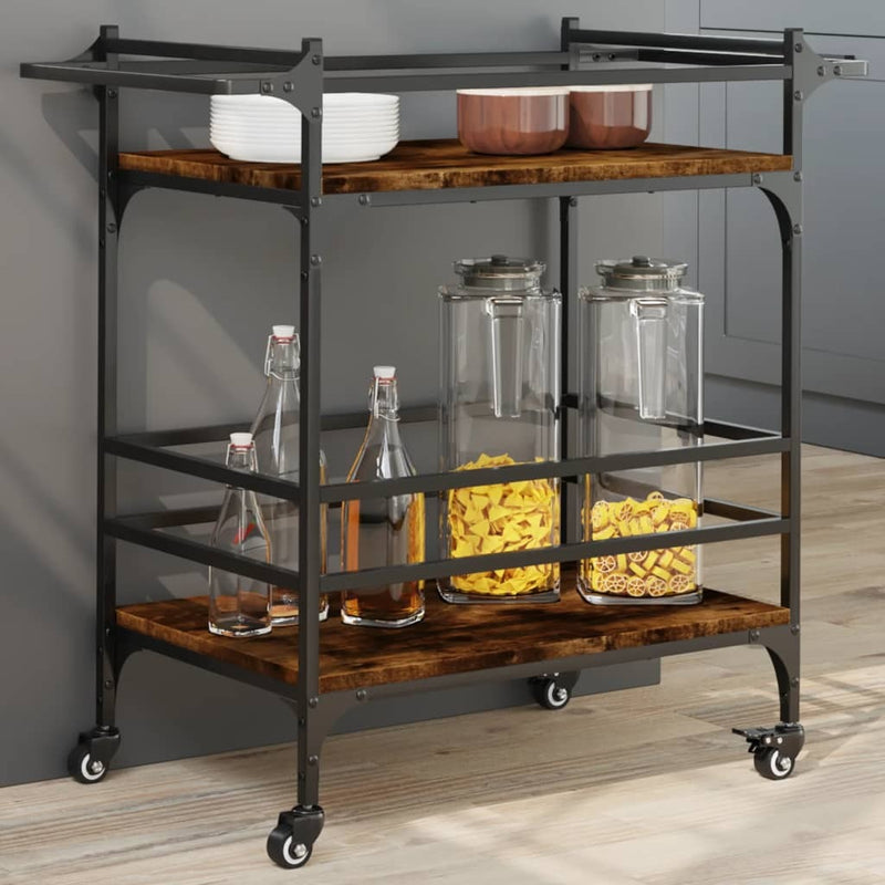 Kitchen Trolley Smoked Oak 82x40x78.5 cm Engineered Wood