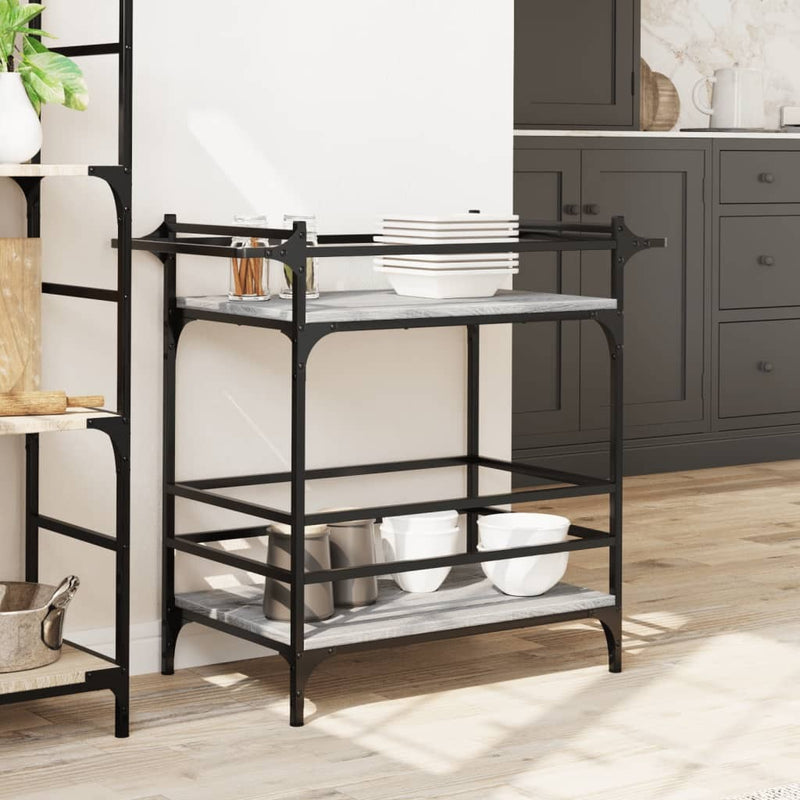 Kitchen Trolley Grey Sonoma 82x40x78.5 cm Engineered Wood