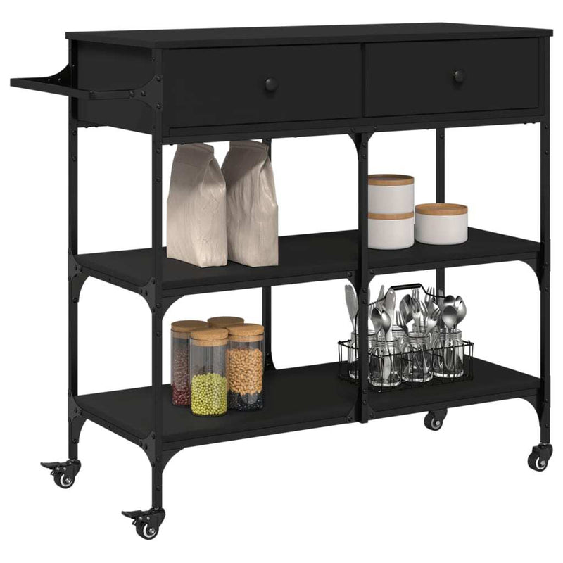 Kitchen Trolley Black 105x42x95 cm Engineered Wood