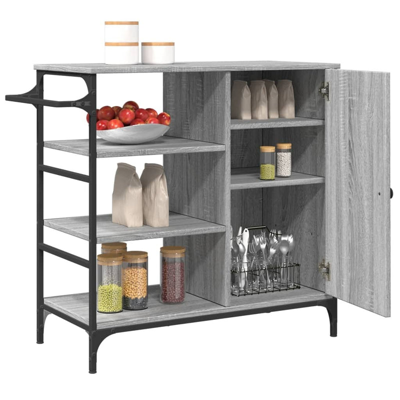 Kitchen Trolley Grey Sonoma 87.5x38.5x84.5 cm Engineered Wood