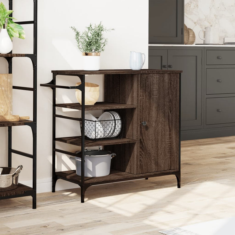 Kitchen Trolley Brown Oak 87.5x38.5x84.5 cm Engineered Wood