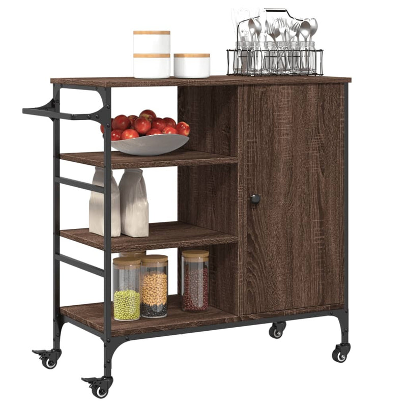 Kitchen Trolley Brown Oak 87.5x38.5x84.5 cm Engineered Wood