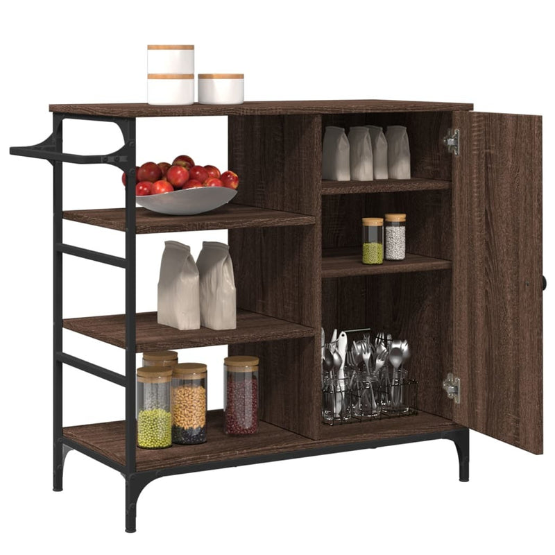 Kitchen Trolley Brown Oak 87.5x38.5x84.5 cm Engineered Wood