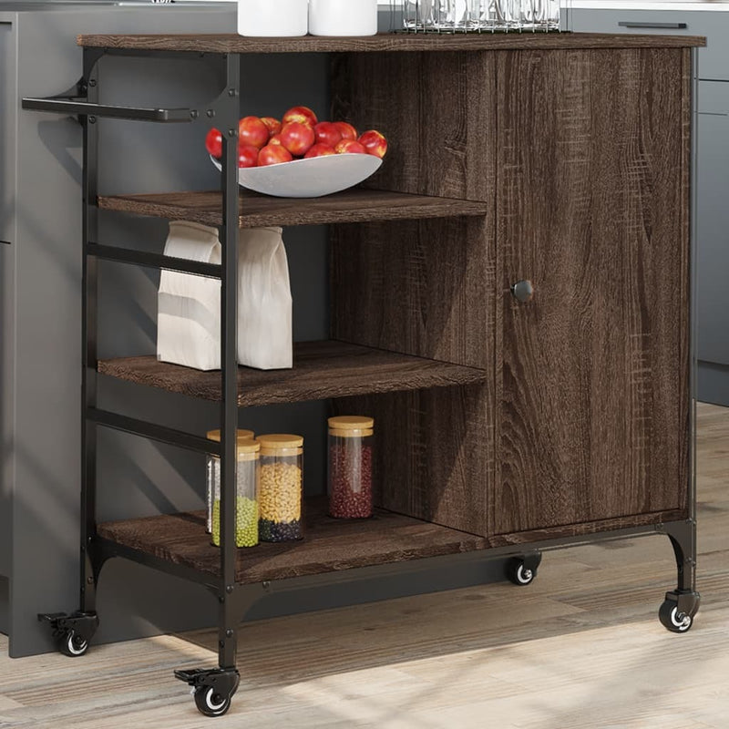 Kitchen Trolley Brown Oak 87.5x38.5x84.5 cm Engineered Wood