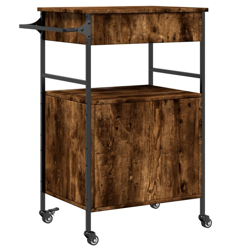 Kitchen Trolley Smoked Oak 56x43x89.5 cm Engineered Wood