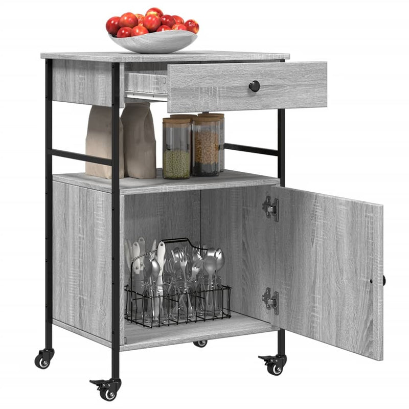 Kitchen Trolley Grey Sonoma 56x43x89.5 cm Engineered Wood