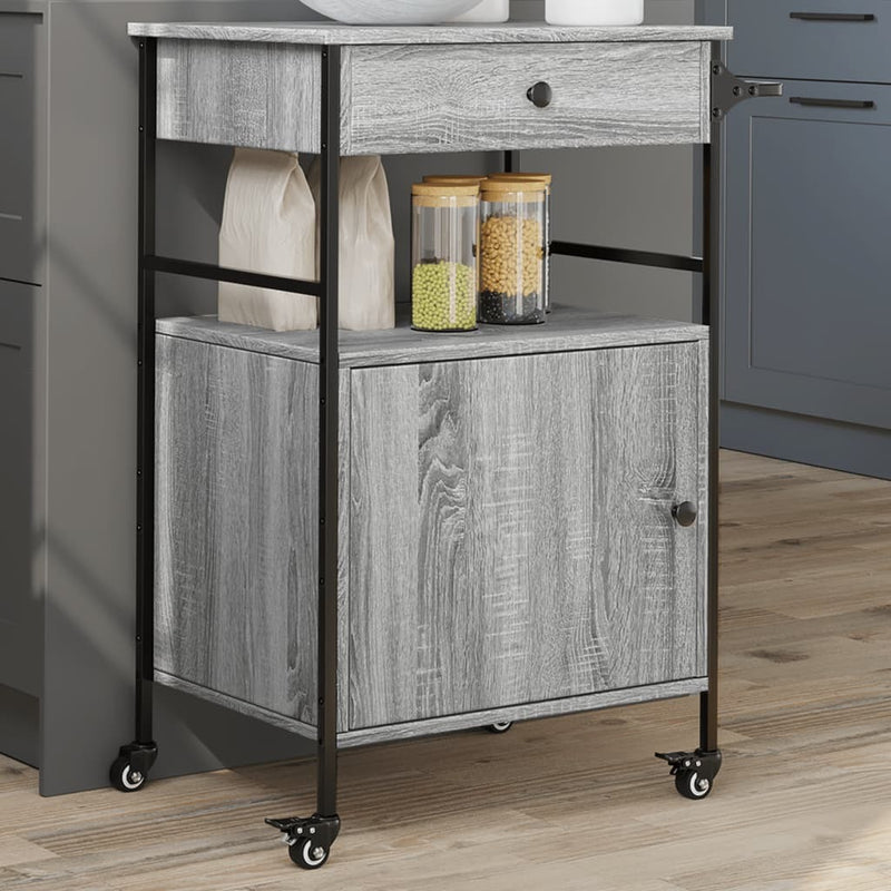 Kitchen Trolley Grey Sonoma 56x43x89.5 cm Engineered Wood