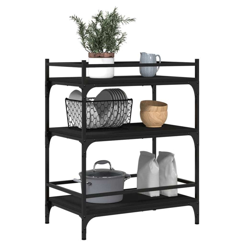 Kitchen Trolley Black 65x40x86.5 cm Engineered Wood