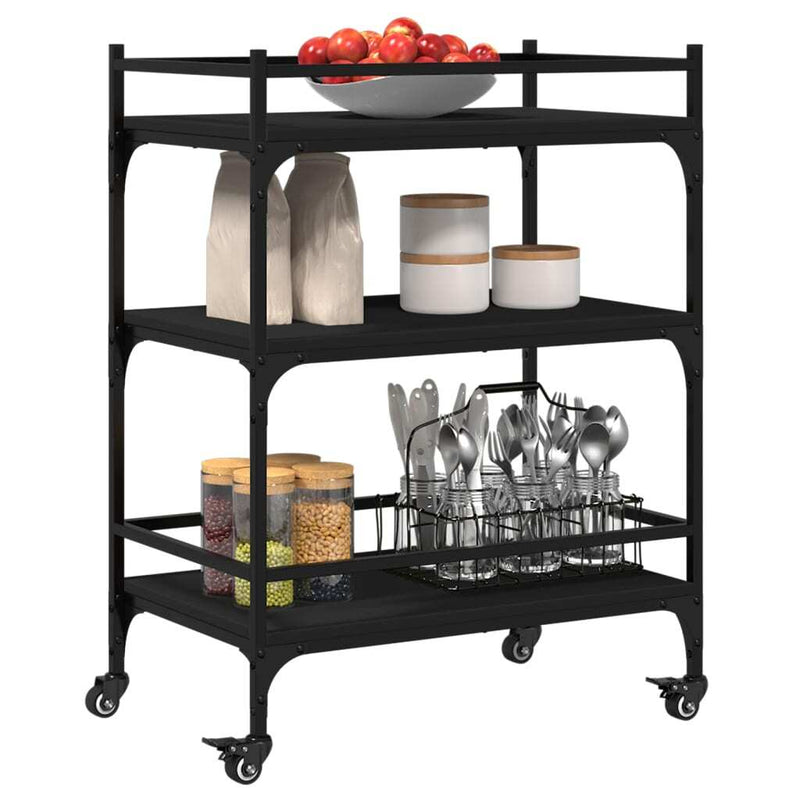 Kitchen Trolley Black 65x40x86.5 cm Engineered Wood