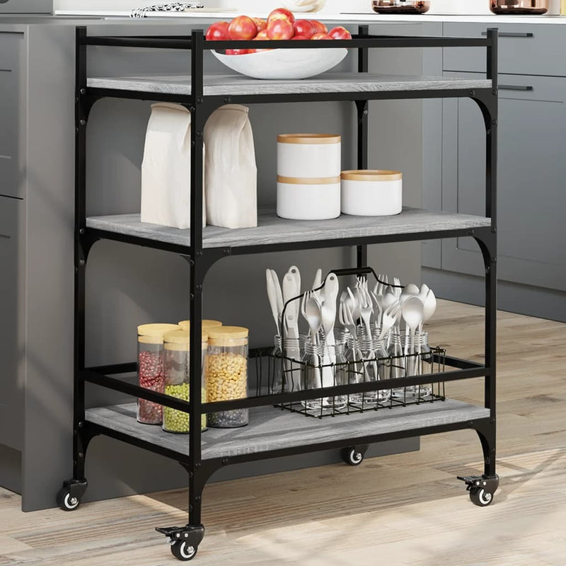 Kitchen Trolley Grey Sonoma 65x40x86.5 cm Engineered Wood