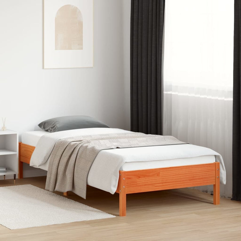 Bed Frame without Mattress Wax Brown 100x200 cm Solid Wood Pine