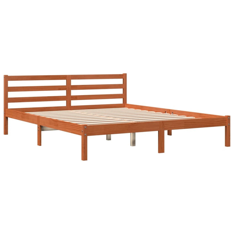 Bed Frame without Mattress Wax Brown 160x200 cm Solid Wood Pine