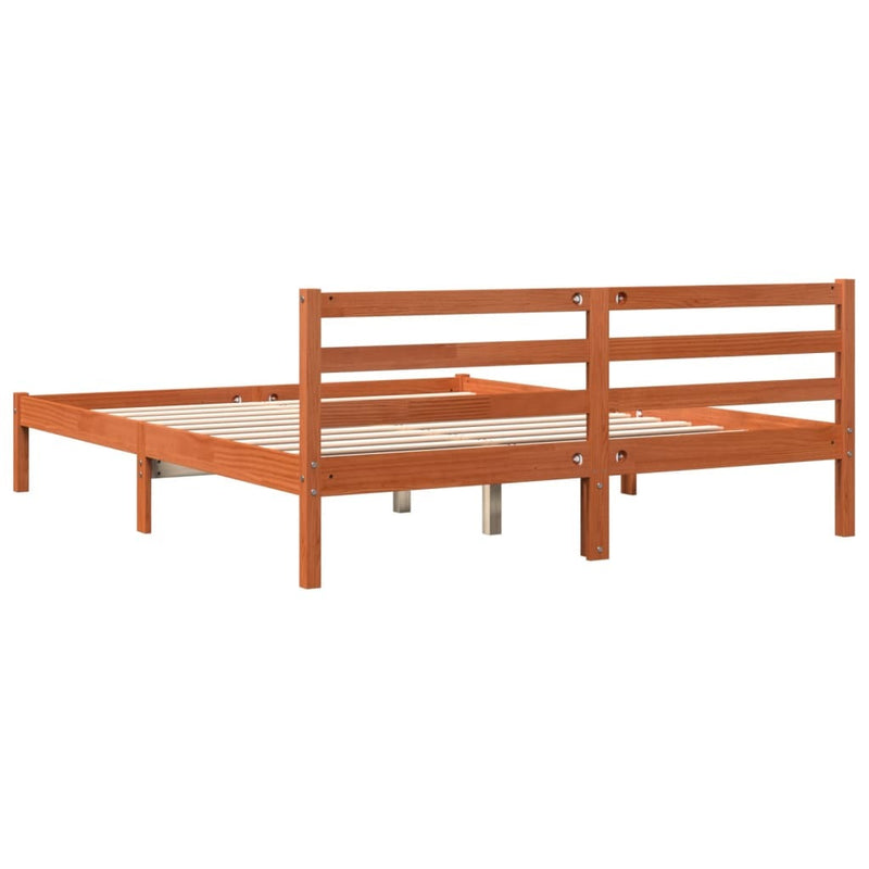 Bed Frame without Mattress Wax Brown 160x200 cm Solid Wood Pine