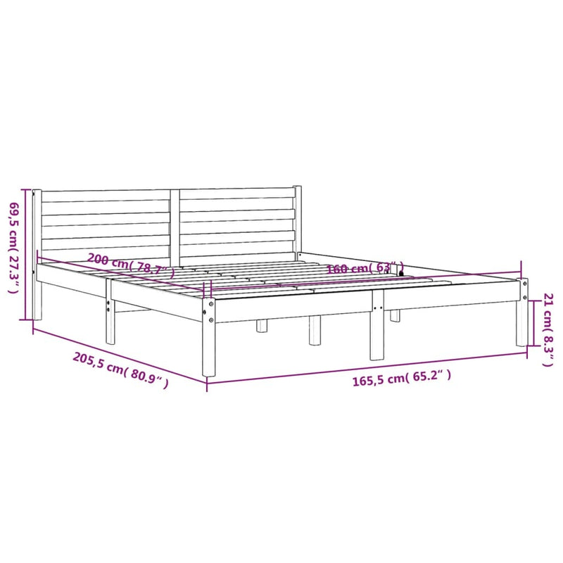 Bed Frame without Mattress Wax Brown 160x200 cm Solid Wood Pine