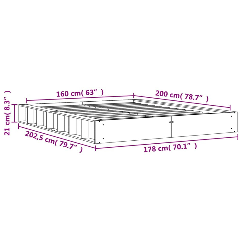 Bed Frame without Mattress Wax Brown 160x200 cm Solid Wood Pine