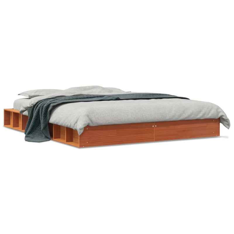 Bed Frame without Mattress Wax Brown 160x200 cm Solid Wood Pine