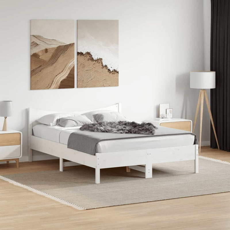 Bed Frame without Mattress White 140x200 cm Solid Wood Pine