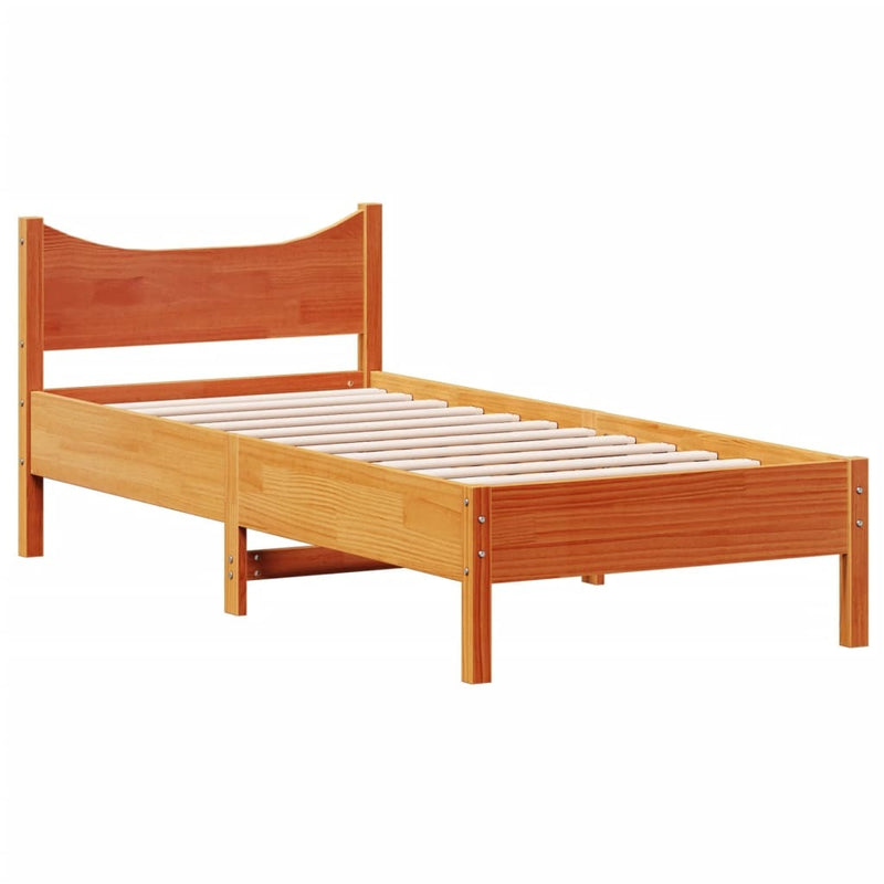 Bed Frame without Mattress Wax Brown 90x190 cm Single Solid Wood Pine