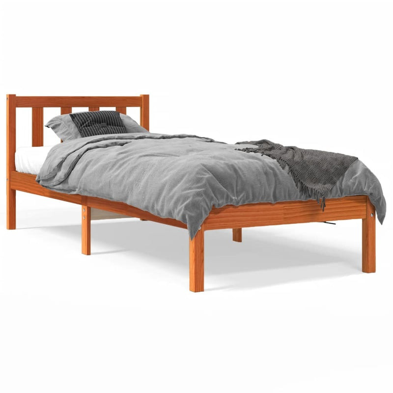 Bed Frame without Mattress Wax Brown 100x200 cm Solid Wood Pine