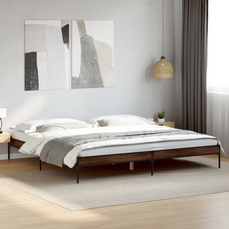 Bed Frame without Mattress Brown Oak 180x200 cm Super King