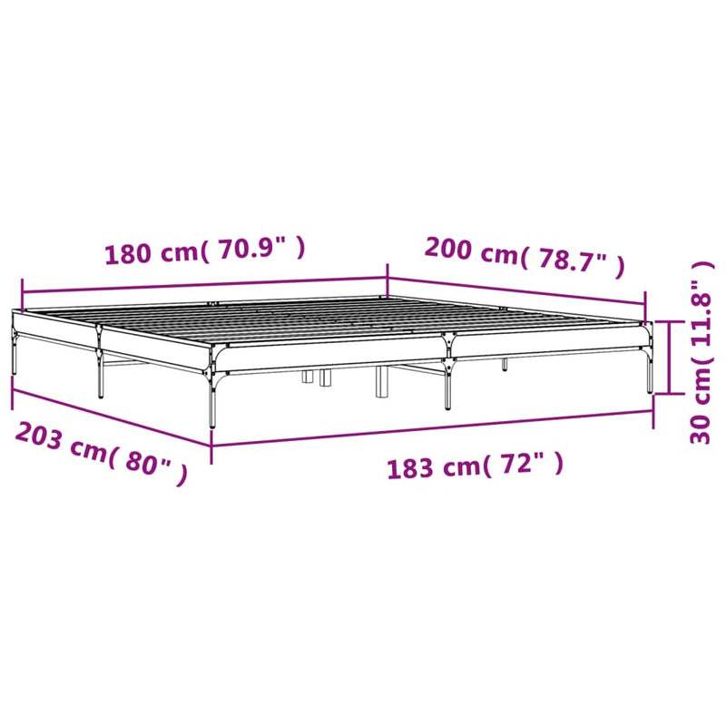 Bed Frame without Mattress Brown Oak 180x200 cm Super King