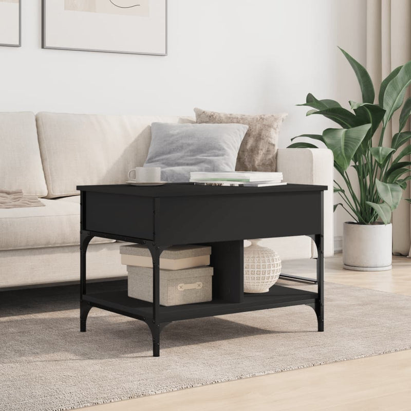 Coffee Table Black 70x50x50 cm Engineered Wood and Metal