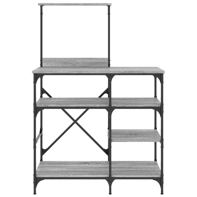 Baker's Rack Grey Sonoma 90x40x132 cm Engineered Wood and Metal