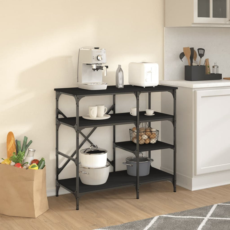 Baker's Rack Black 90x40x84 cm Engineered Wood and Metal