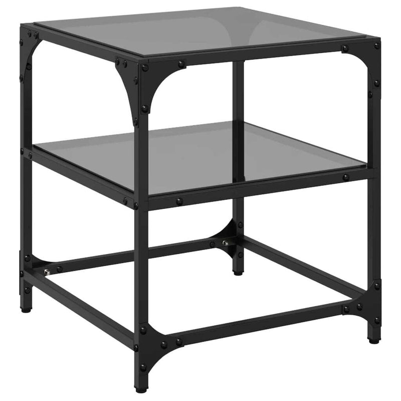 Coffee Table with Black Glass Top 40x40x45 cm Steel