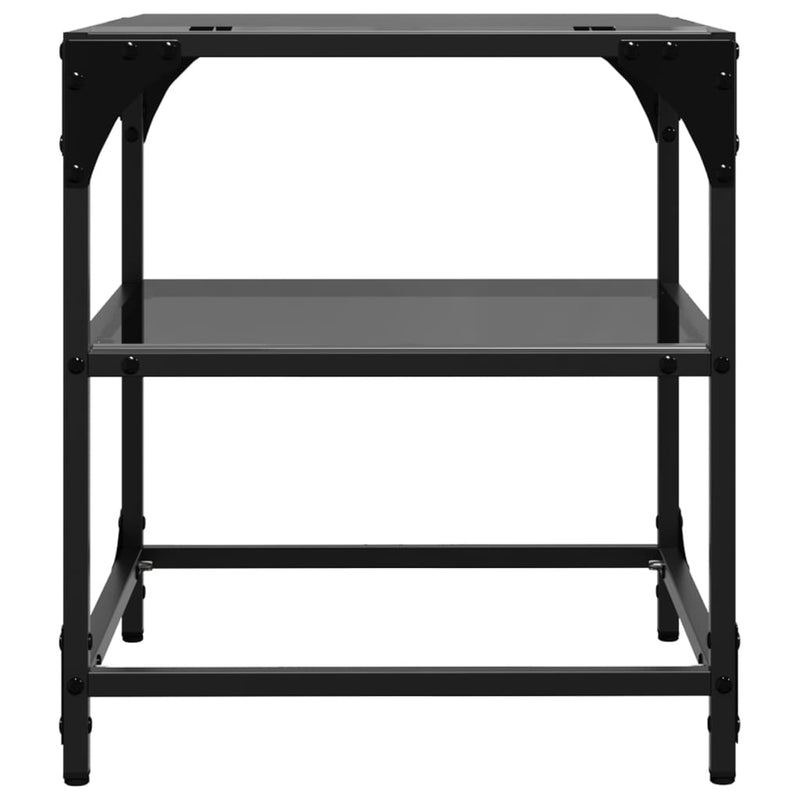 Coffee Table with Black Glass Top 40x40x45 cm Steel