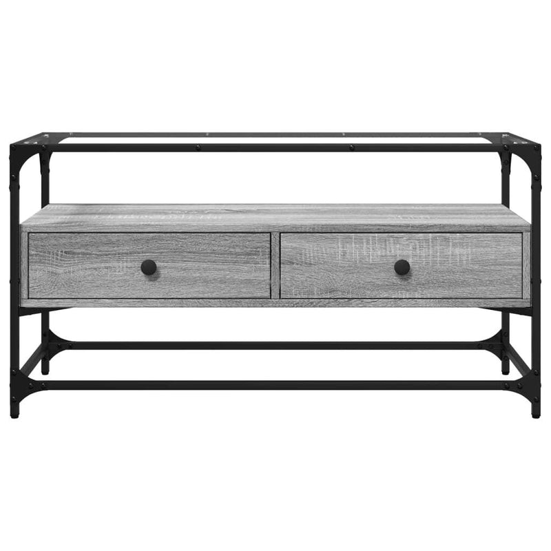 TV Cabinet with Glass Top Grey Sonoma 98x35x51 cm Engineered Wood